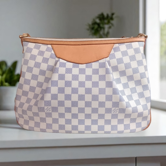 ๐โจ Louis Vuitton Siracusa MM Damier Azur Crossbody & Shoulder Bag โ EUC ๐ค๐ธ - Picture 6 of 17